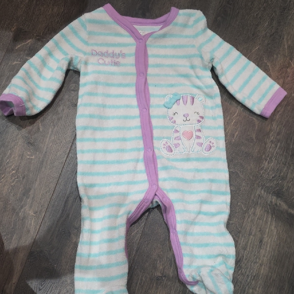 Carter's Teal and Lavender Striped Footie